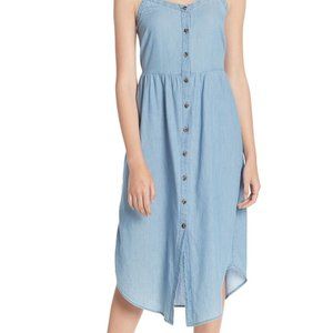 Nordstrom Rack Chambray Button-Down Midi Dress NWT